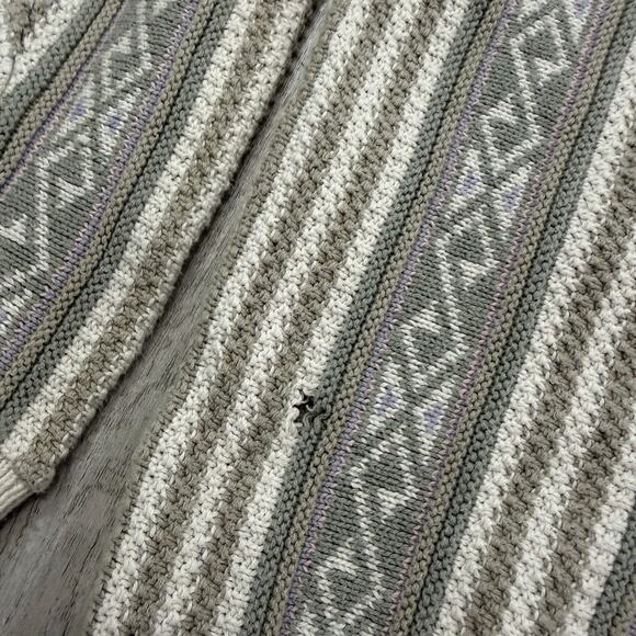 Vintage Claiborne Sweater Men's Large Geometric Knit Crewneck Cotton USA 90s - Picture 5 of 8